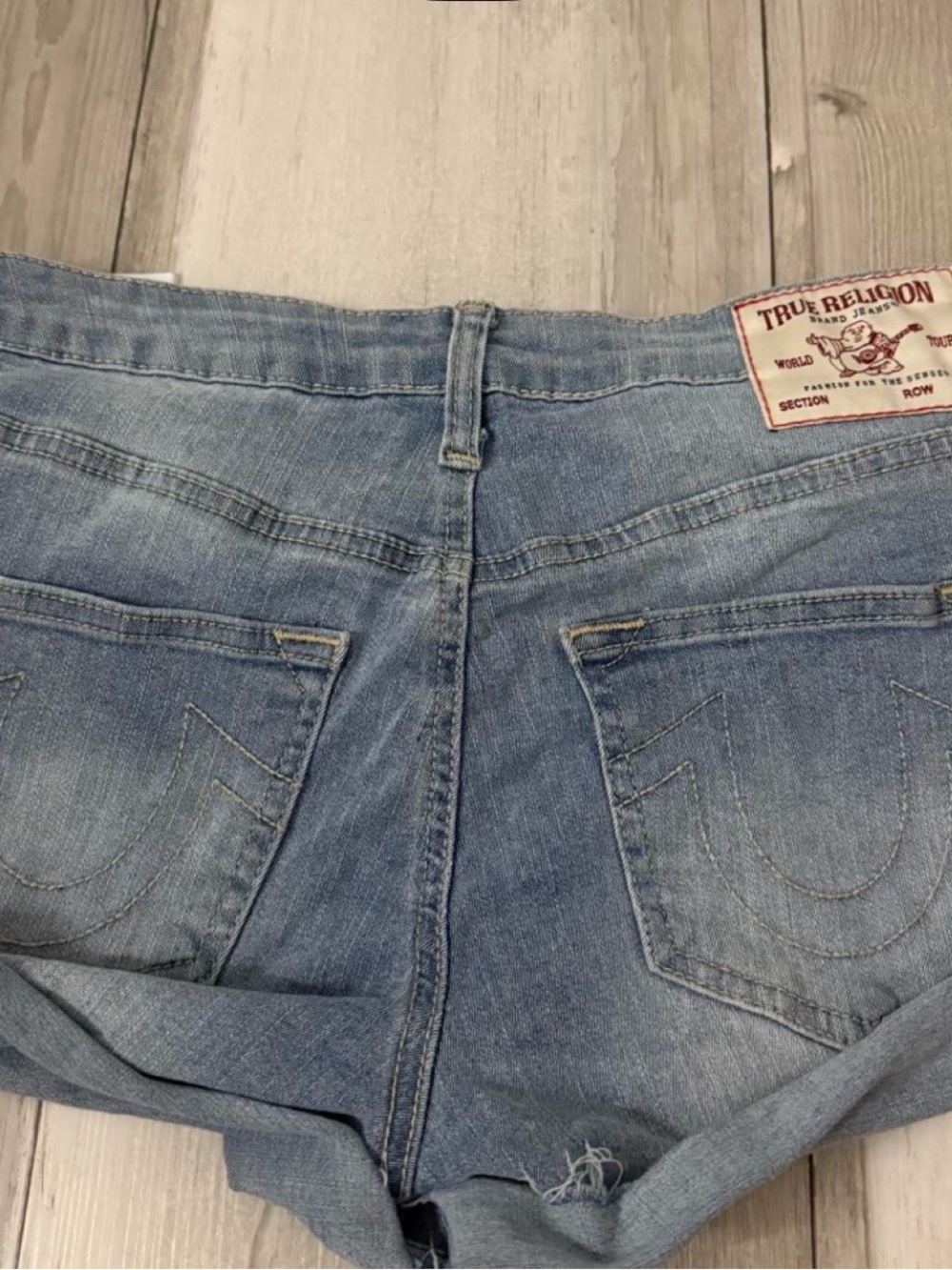 True Religion Women's Light Blue Boyfriend Denim Shorts